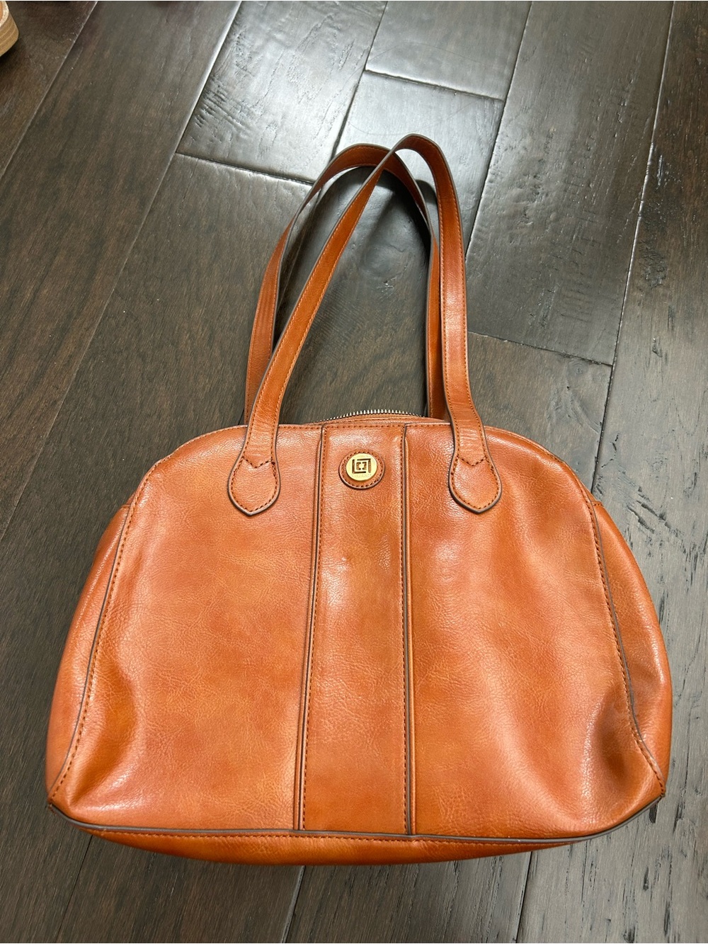 Liz Claiborne Vintage Saddle Brown Leather Shoulder Tote